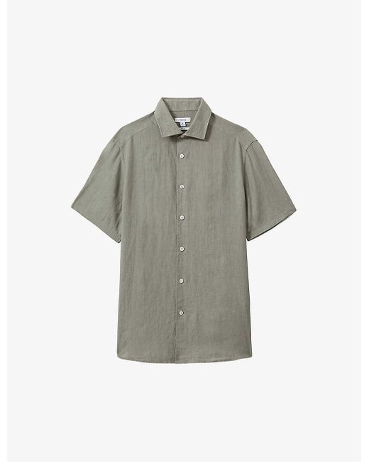 Reiss Gray Holiday Slim-fit Linen Shirt for men