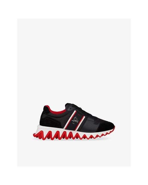 Christian Louboutin Black Nastroshark Leather And Nylon Sneakers for men