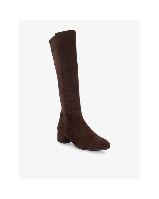Dune Brown Tayla Suede Knee-High Boots