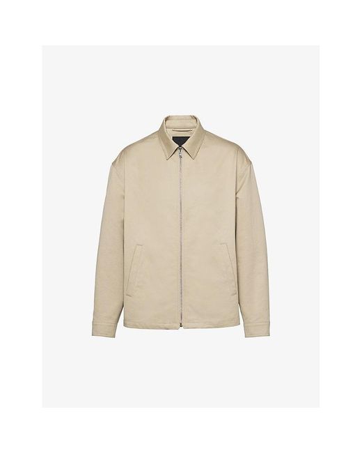 Prada Natural Brand-patch Regular-fit Cotton Jacket for men