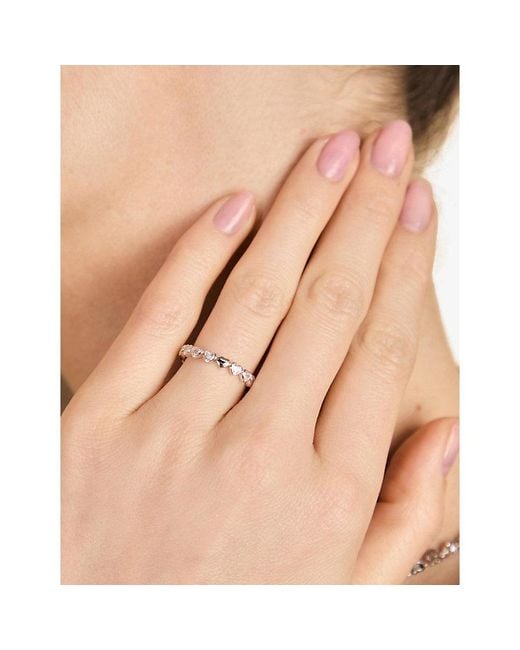 Astrid & Miyu White Bezel Heart Eternity Rhodium-Plated Sterling- And Cubic Zirconia Ring