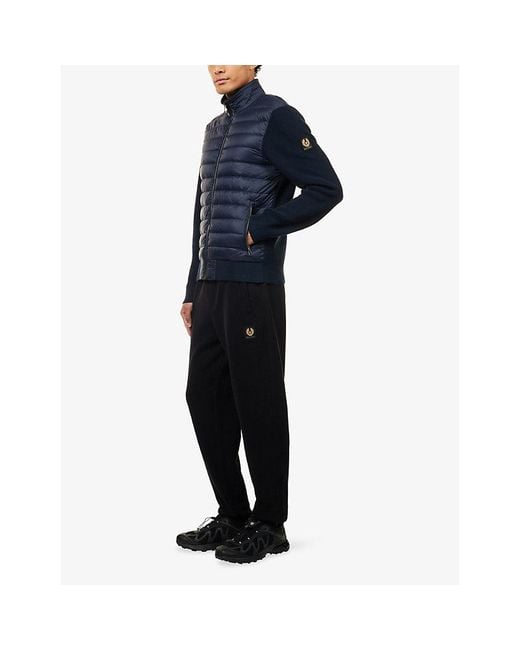 Belstaff Blue Shell-Down High-Neck Cotton Cardigan for men