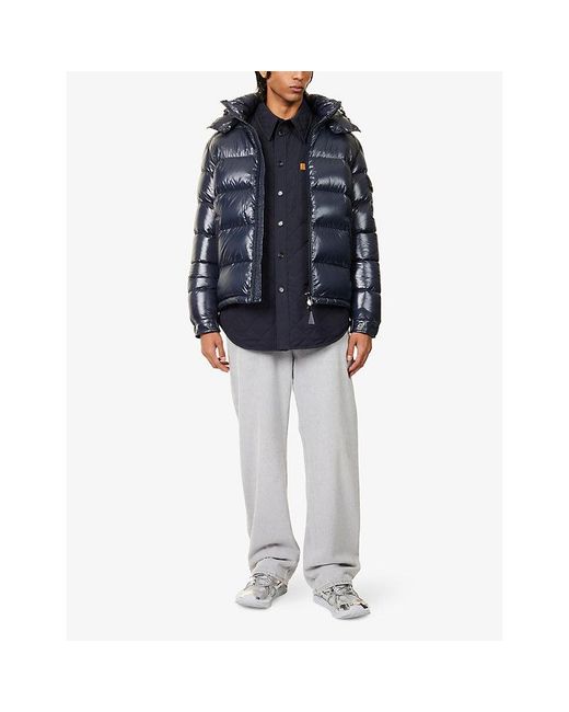 Moncler Blue Maya Logo-Patch Padded Shell-Down Jacket for men