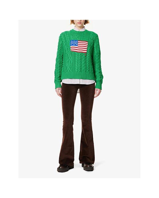 Polo Ralph Lauren Green Flag Round-neck Knitted Jumper