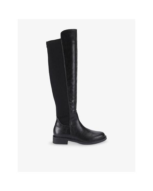 Steve Madden Black Resonate Leather Flat Knee-High Boots