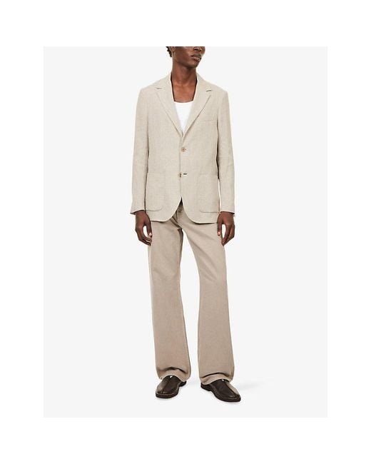 Sunspel Natural Single-Breasted Linen Blazer for men