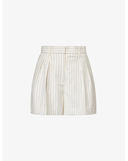 Rebecca Vallance White High-rise Striped-pattern Stretch-woven Shorts