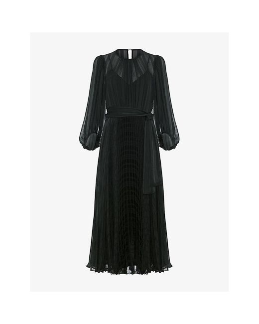 Phase Eight Black Lucie Pleated Woven Midi Dress