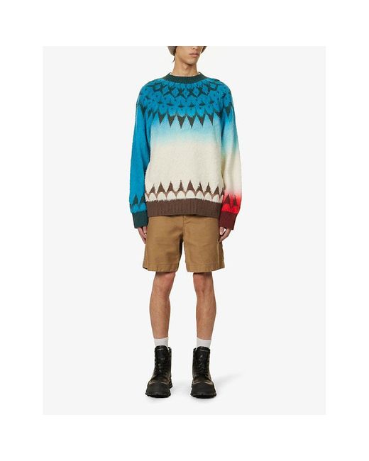 Sacai Blue Jacquard-knit Relaxed-fit Cotton-blend Jumper for men