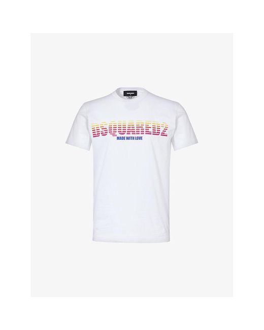 DSquared² White Logo Text-print Cotton-jersey T-shirt X for men