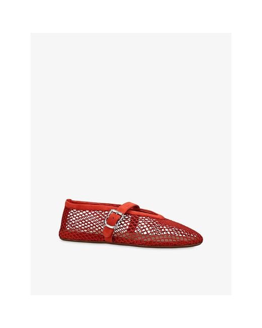 Alaïa Red Ballerina Mesh And Suede Ballet Flats