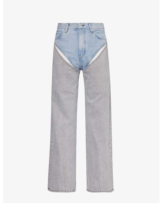 Y. Project Blue Contrast-panel Straight-leg Organic-denim Jeans for men