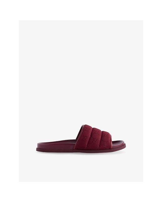Gucci Red Monogram Canvas Slides for men