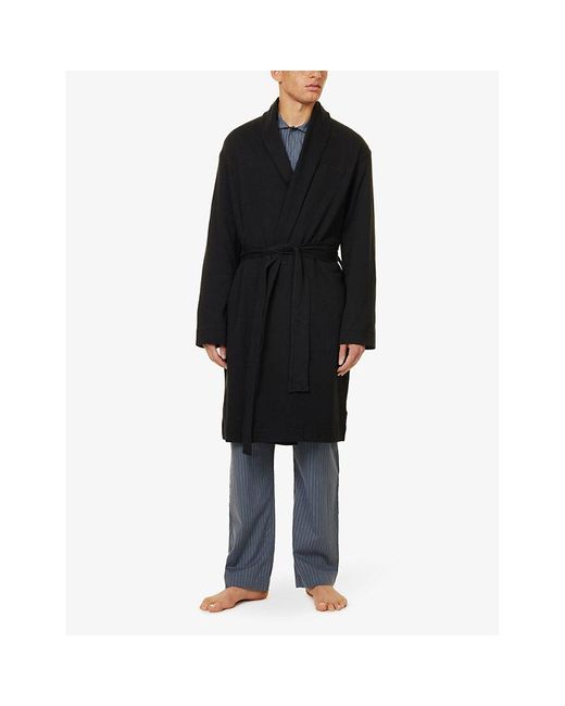 Calvin Klein Modern Terry Brand Embroidery Cotton Jersey Robe in Black for Men Lyst UK