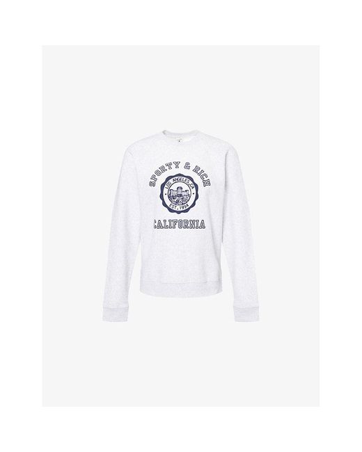 Sporty & Rich White California Logo-Emblem Cotton-Blend Sweatshirt