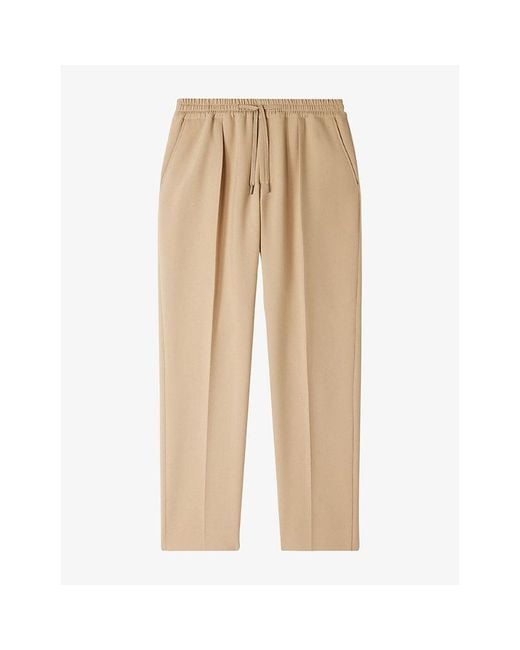 Sandro Natural Drawstring-Waist Straight-Leg Woven Trousers for men