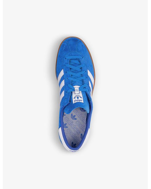 Cañón Promesa vendedor adidas Bleu Branded Suede Low-top Trainers in Blue for Men | Lyst