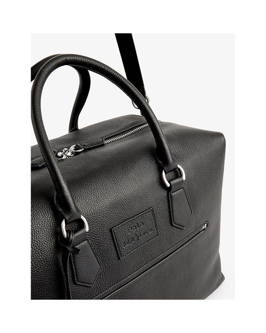 Polo Ralph Lauren Black Brand-patch Top-handle Leather Duffle Bag