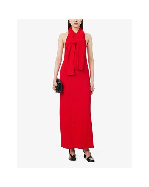 Proenza Schouler Red Lara Cut-out Woven-blend Maxi Dress