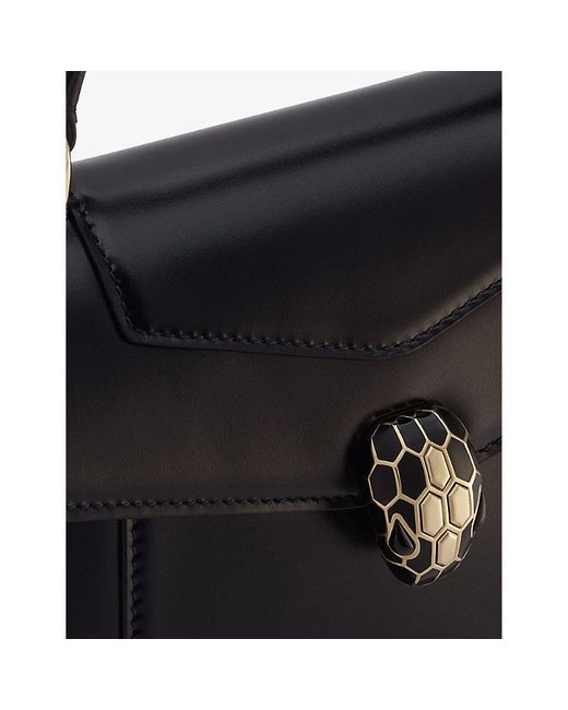 BVLGARI Black Serpenti Forever Medium Leather Top-handle Bag