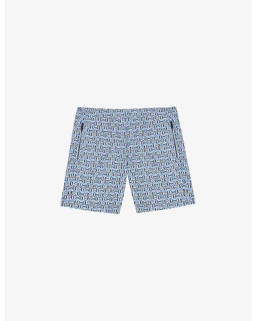 Ted Baker Blue Crabbe Geometric-print Regular-fit Woven Swim Shorts for men