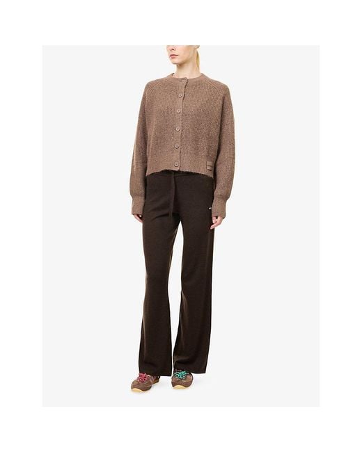 ADANOLA Brown Ribbed Knitted Cardigan