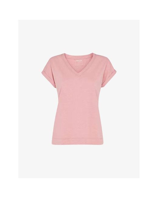 Whistles Pink Willa Cap-sleeved Organic-cotton T-shirt