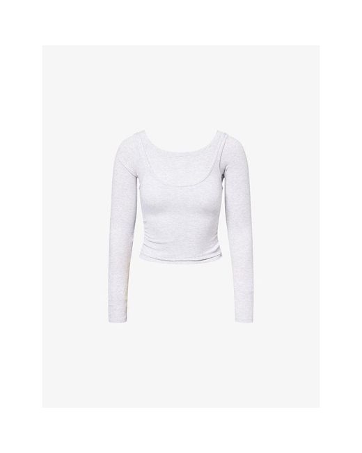 BO+TEE White Ribbed Double Layer Stretch-Modal Top