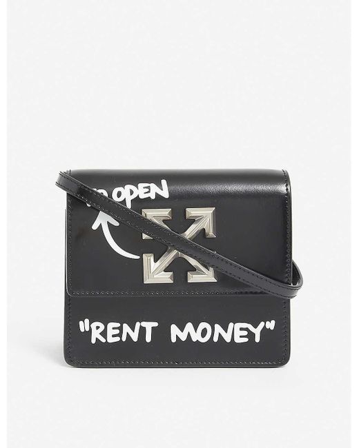 Off-White c/o Virgil Abloh Black Jitney 0.7 Rent Money Leather Cross-body Bag