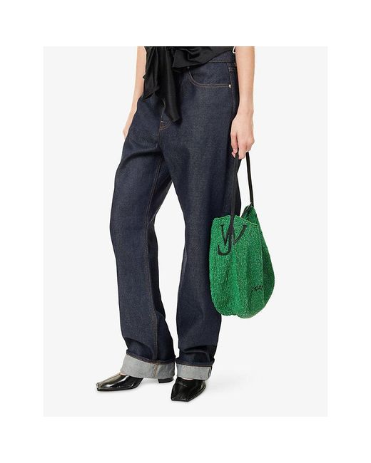 J.W. Anderson Green Beaded Small Bulb Bag