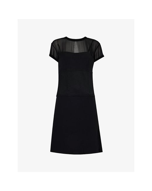 Givenchy Black Short-sleeve Split-hem Silk Midi Dress