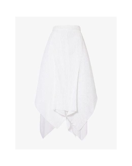 J.W. Anderson White Pleated Asymmetric Woven Midi Skirt