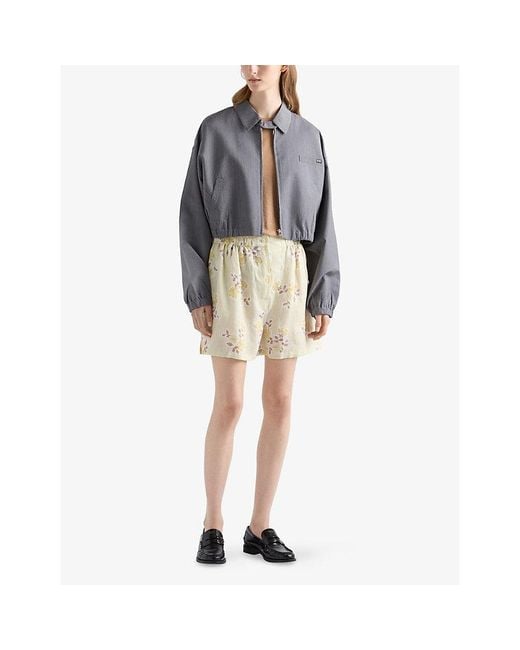 Prada Gray Light Mohair Wool Blouson Jacket