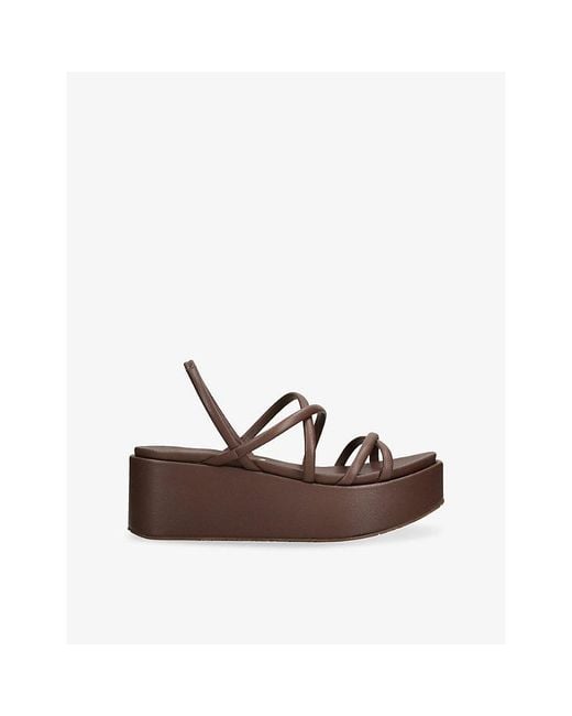 Pedro Garcia Brown Ninokska Leather Platform Sandals