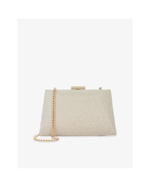 Dune Natural Bellaria Angled Frame Woven Clutch