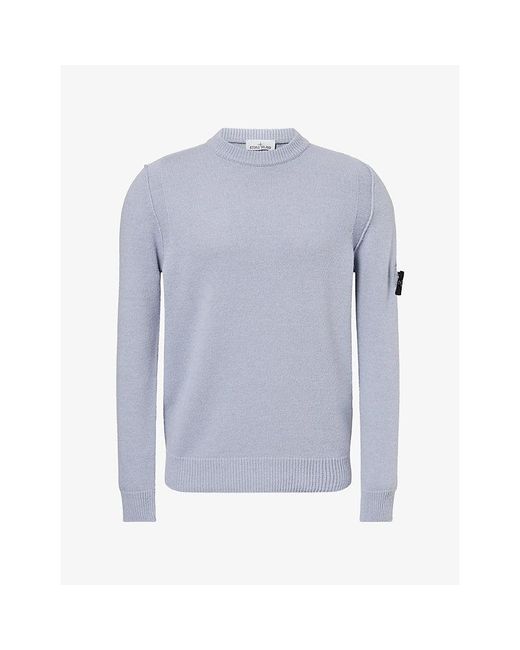 Stone Island Blue 5100072 Crewneck Wool Knit Jumper for men