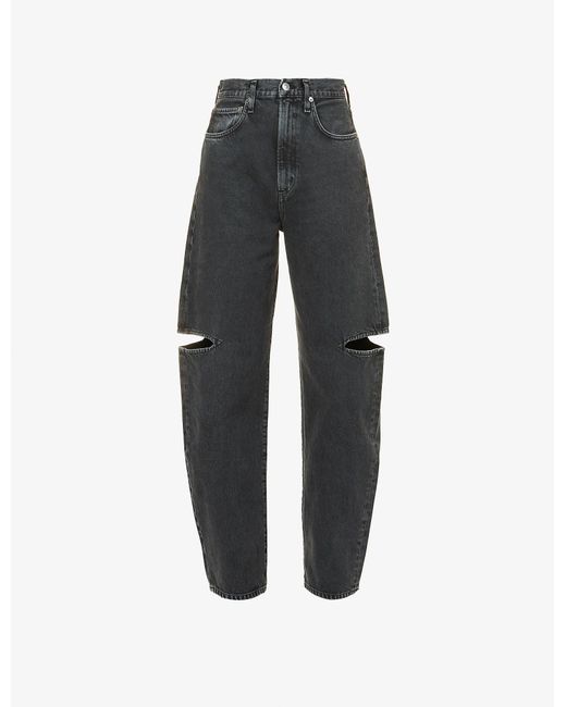 Agolde Sanna Slice Cut-out Tapered High-rise Organic-cotton Denim Jeans ...