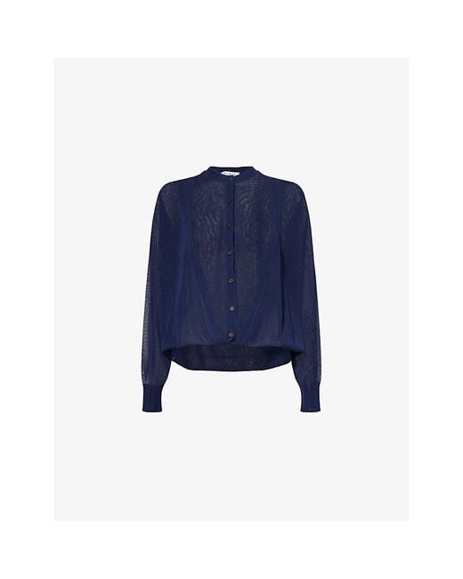 Alaïa Blue Folded Sheer Knitted Cardigan