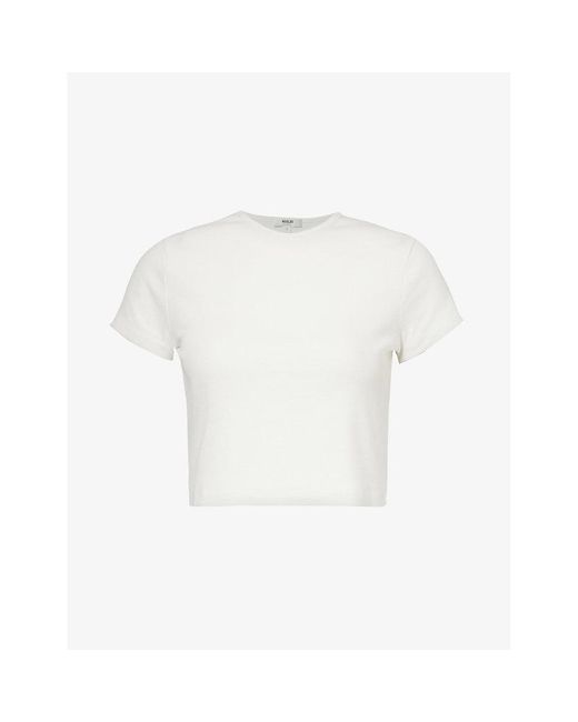 Agolde White Savannah Cropped Stretch-woven Blend T-shirt
