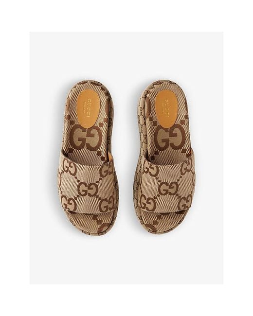 Gucci Brown Woman Slider Sandal With Platform