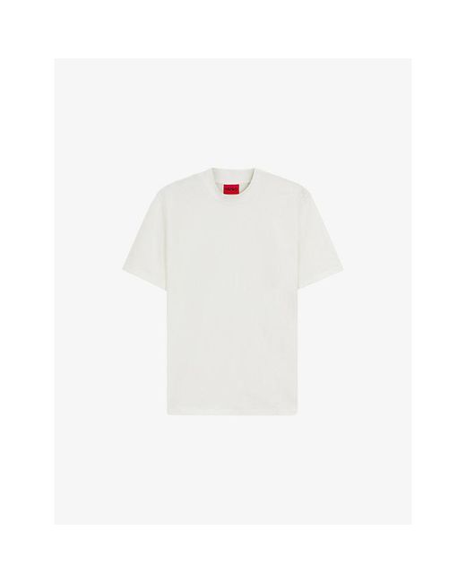 HUGO White Stand-Collar Slim-Fit Cotton-Jersey T-Shirt for men