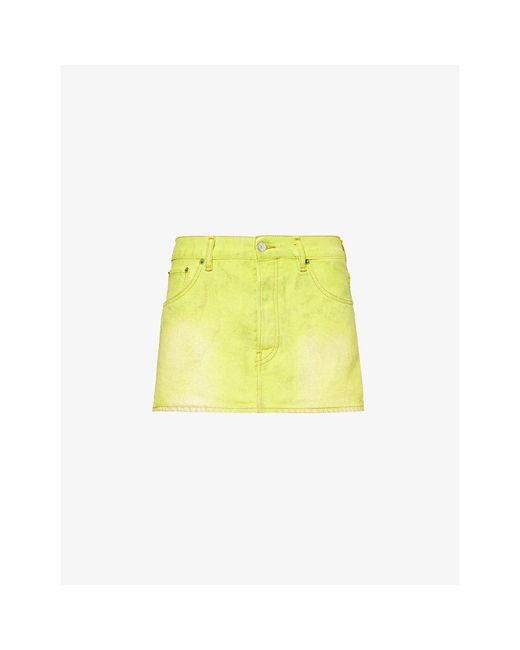 Acne Yellow Macaria Low-rise Denim Mini Skirt