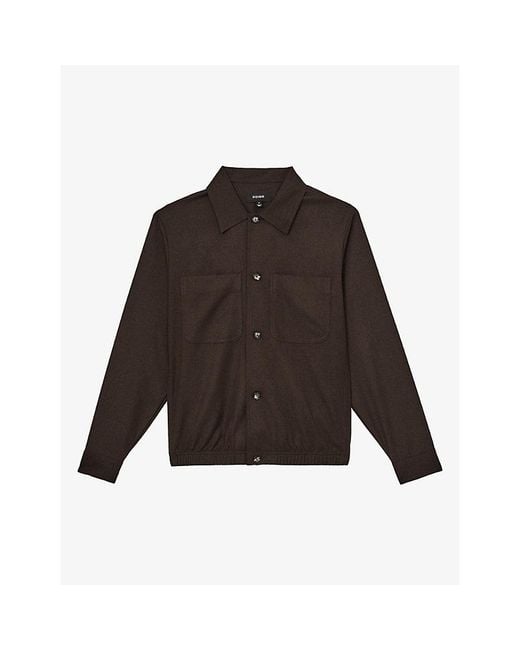 Reiss Brown Penge Pocket Brushed Woven Overshirt for men