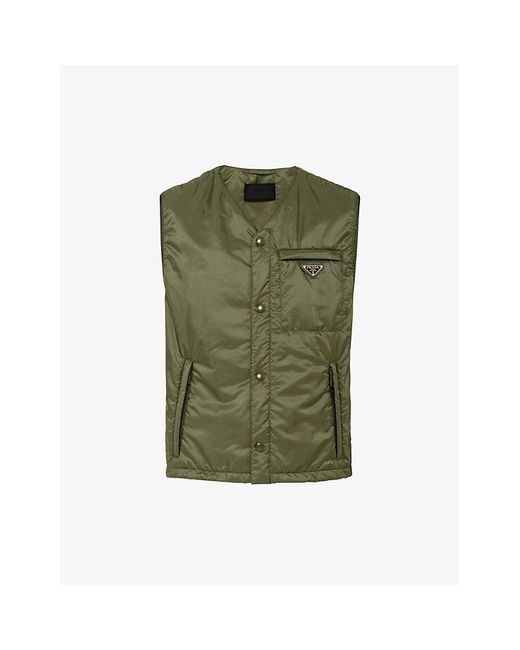 Prada Green Re-nylon Brand-plaque Recycled-nylon Vest for men