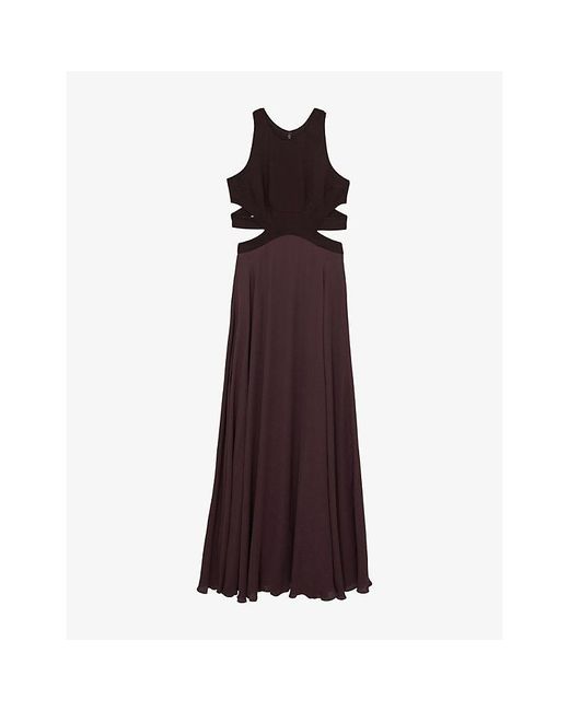 Reiss Purple Paloma Cut-Out Stretch-Woven Maxi Dress