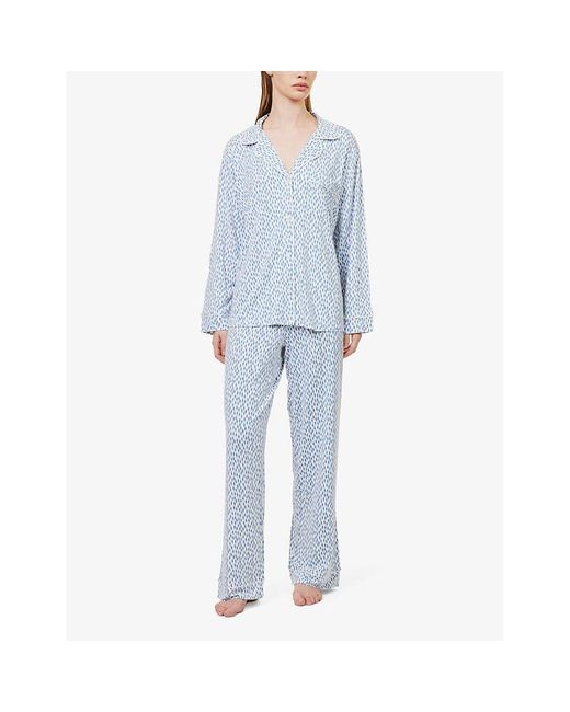 Eberjey Blue Gisele Abstract-pattern Stretch-jersey Pyjamas