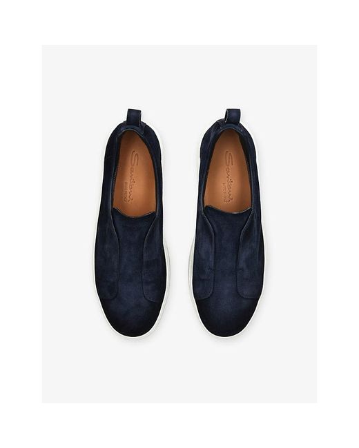 Santoni Blue Victory Unlined Suede Trainers for men