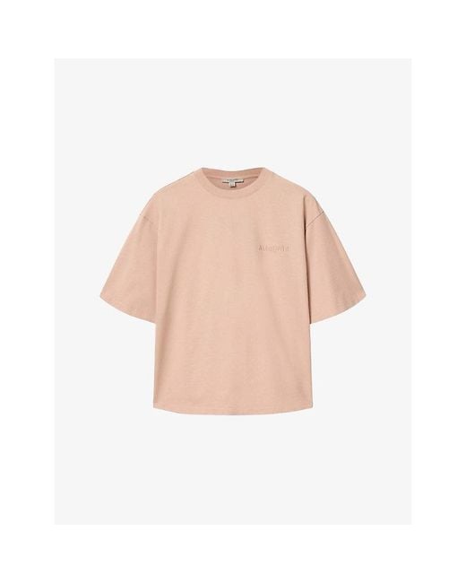 AllSaints Pink Covenant Amelie Graphic-Print Oversized Cotton T-Shirt