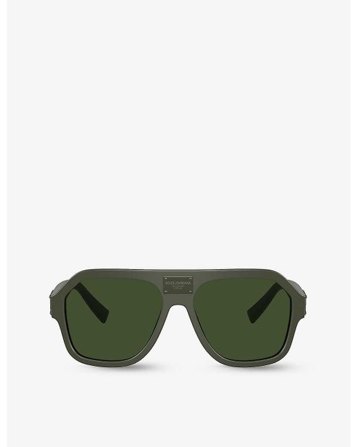 Dolce & Gabbana Green Dg4433 Pilot-frame Acetate Sunglasses