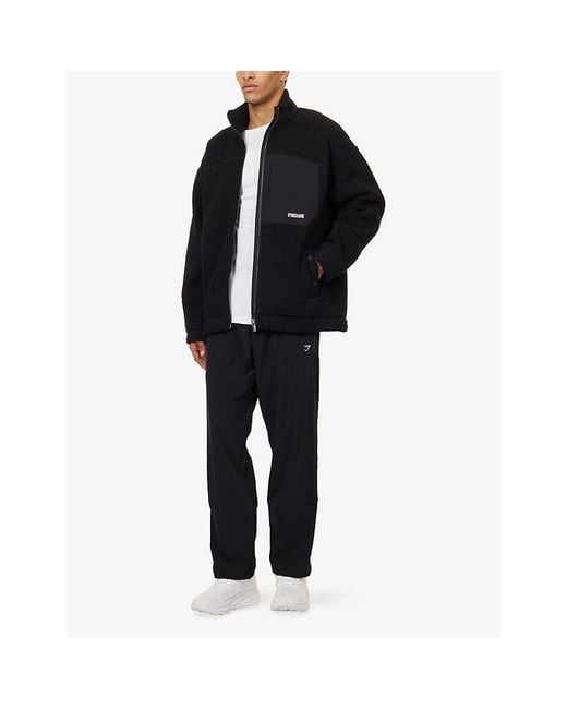 GYMSHARK Black Borg Zip Through Fleece Jacket for men